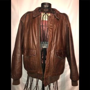 Leather bomber jacket